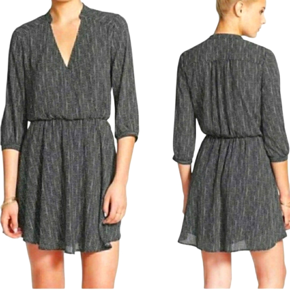 Lush Nordstrom Dot Print Wrap Style Lined Dress black white pre-owned Small
